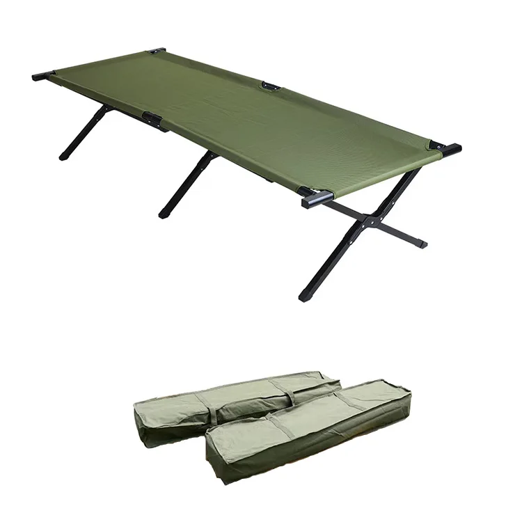 Armygreen Camping Bed Ultralight Cot Customized Aluminum Factory Price Foldable Easy-to-Install Portable Camping Bed for Outdoor