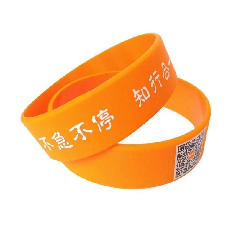 Custom printed QR code silicone wristbands/bracelets
