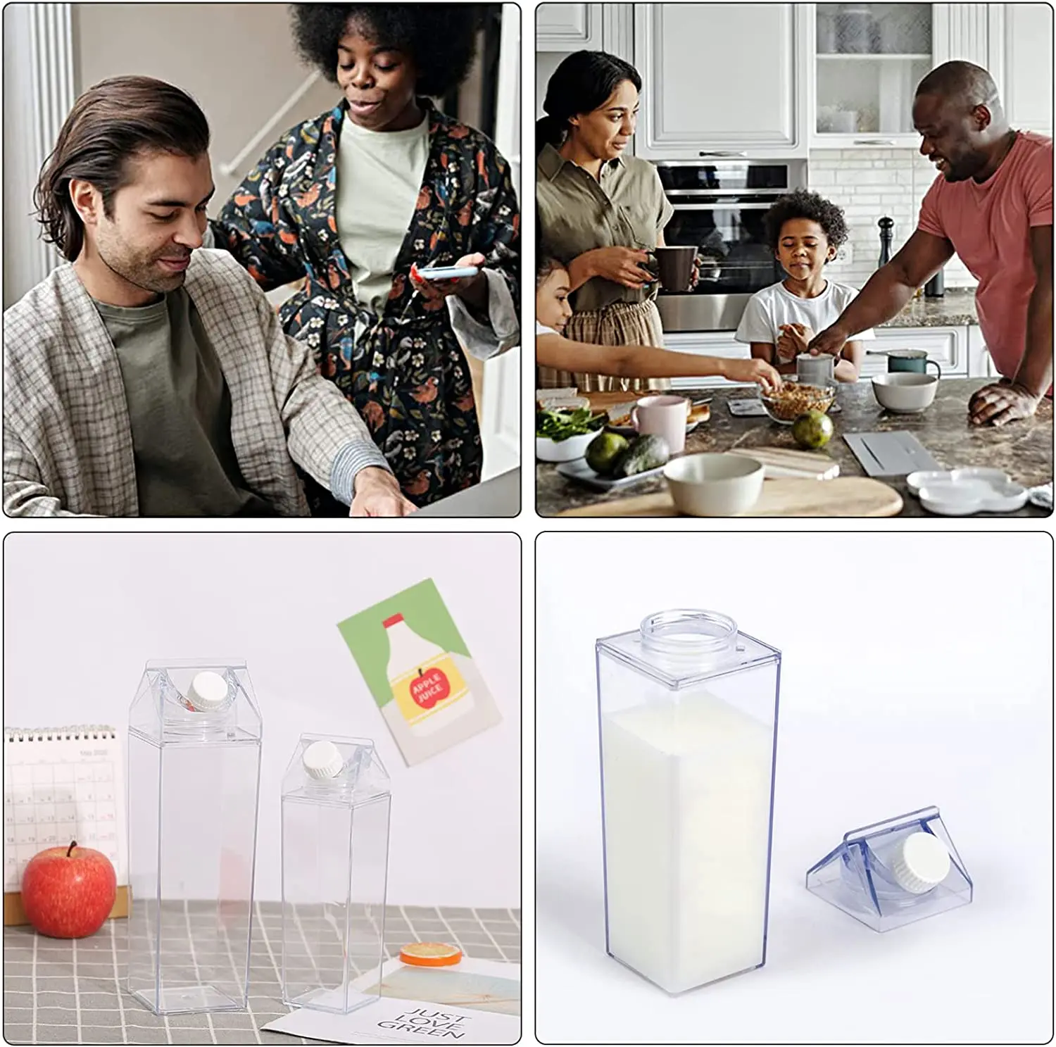 MAYSURE Custom Label 750ml 1000ml Plastic Milk Tumbler Cups Travel Sports Milk Carton Shape Box Bottle With Screw Cap