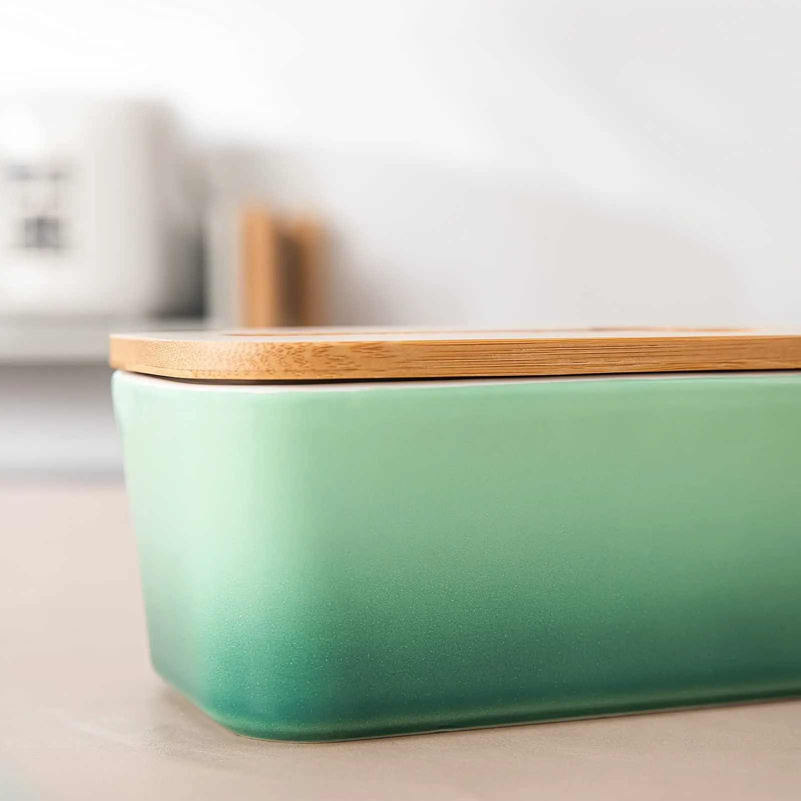 Customized Butter Box Butter Keeper Food Storage Container Large Ceramic Butter Dish with Lid&Knife