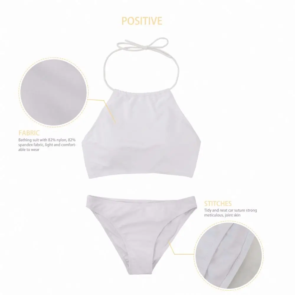 High Neck Halter Bikini Set Custom Your Own Logo/Image/Photo Print Swimwear Woman Two-piece Swimsuits Bathing Beach Swimwear