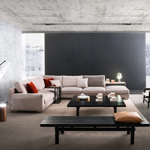 High end quality beige Leather Sofa L Shaped Sofa Set Corner Sofa Chaise Lounge Suite Chair Living Room Furniture Hotel