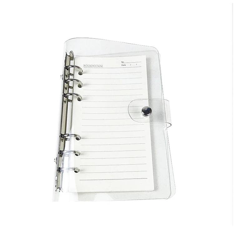 Cheap A5 Ring Binder hologram transparent pvc notebook with metal button closure