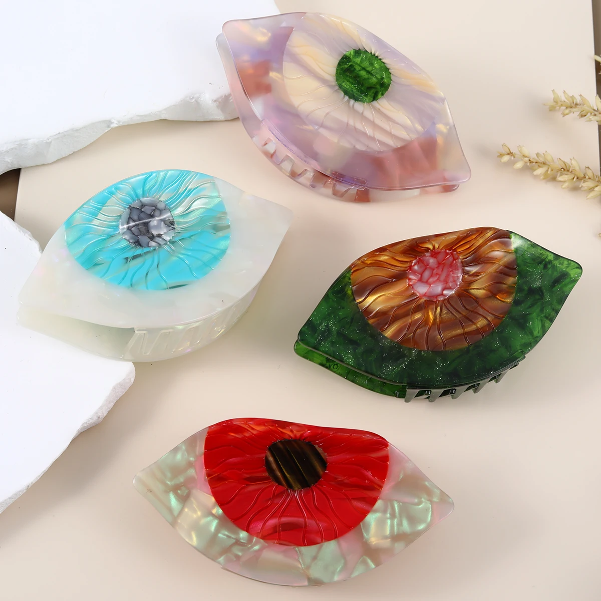 fashion custom hair claw acetate gothic demon eye hair claw clip for hair accessories