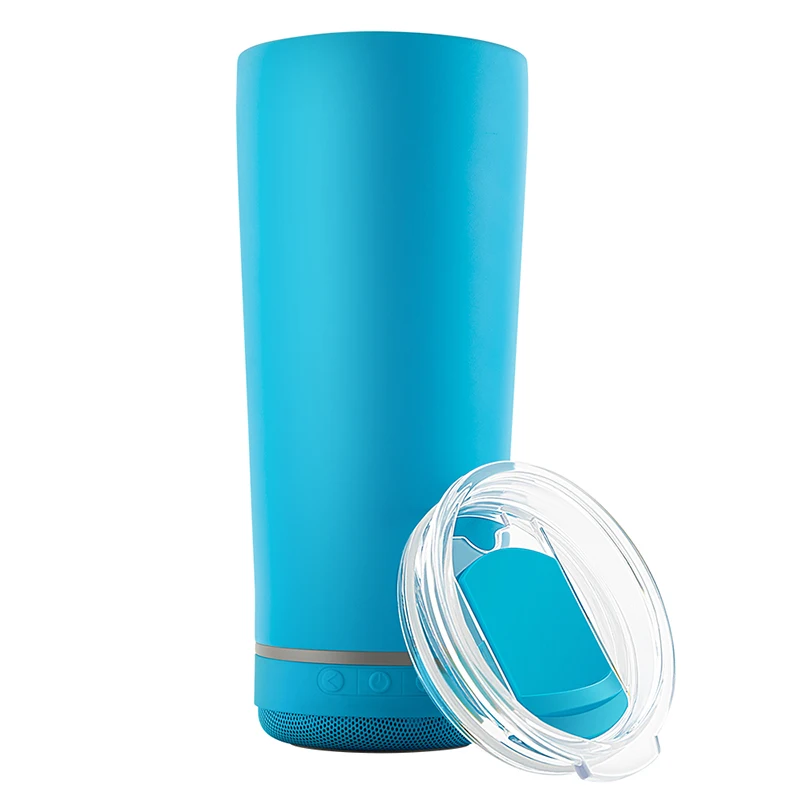 
New Arrival Outdoor Portable Wireless Water Bottle Waterproof Speaker Double Wall Stainless Steel Wine Tumbler Music Cup 