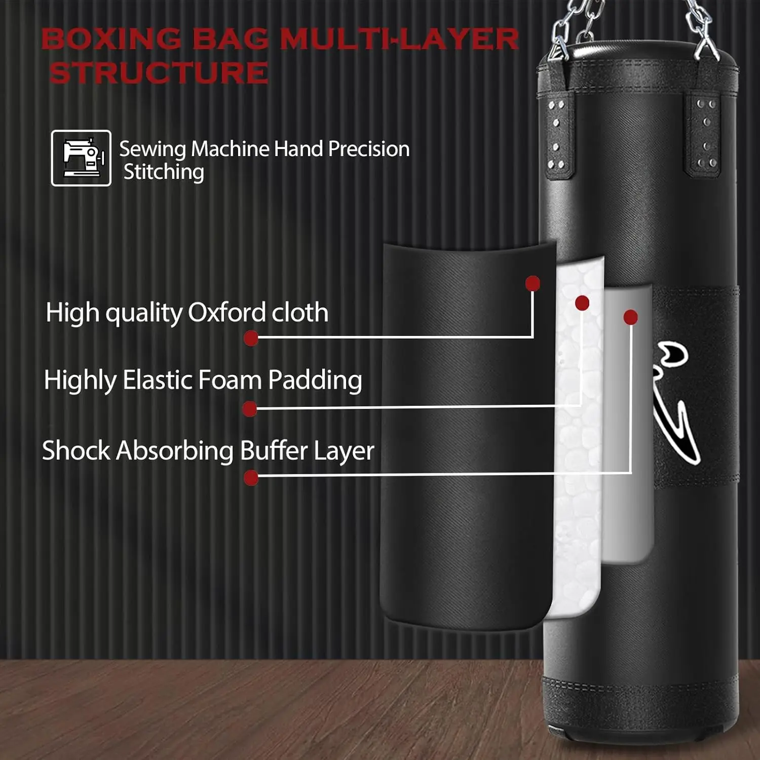 Wellshow Sport Punching Bag with Stand for Adults 4FT Heavy Boxing Punching Bag Set for Strength Training Home Gym
