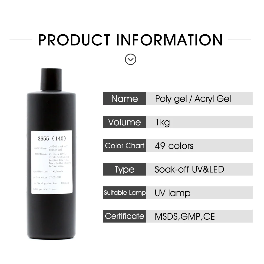 Wholesale KG Bulk Color Poligel Acrygel Private Label UV Gel Polis Acrylic Poly Gel Nail Extension