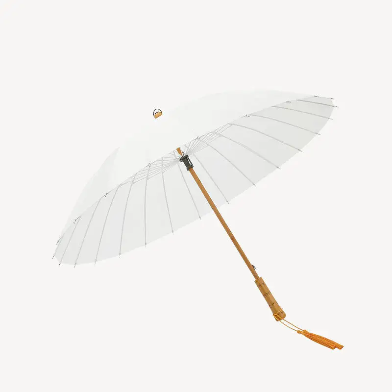 TX102 Retro Style Double Straight Umbrella with 24K Long Wooden Handle Wind-Proof Large Manual Sunshade Business Gifts Wholesale