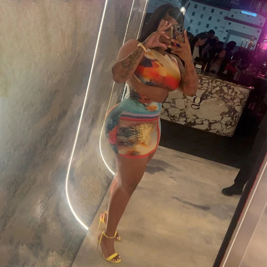 30648 Fashion Digital Print Dress Asymmetrical  Vestido Bodycon Dresses Women Sexy