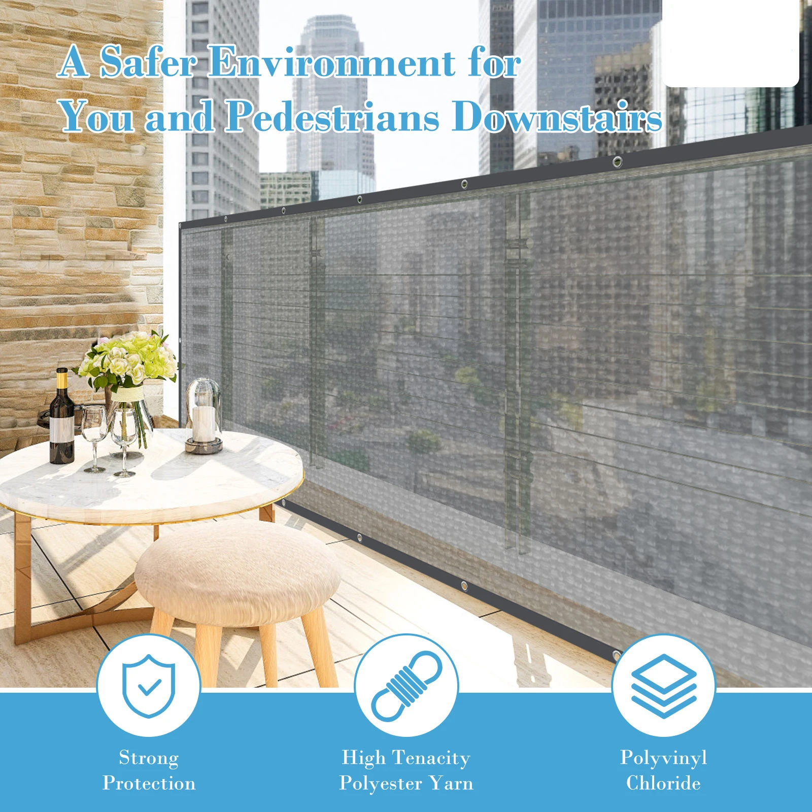 Heavy duty 3FT fence screen sunshade/balcony safety net screen/garden windshield curtain