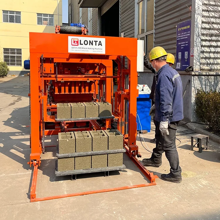LONTA QTJ4-25 Full Automatic Interlock Hollow Paver Curbstone Maker Cinder Cement Concrete Brick Block Making Machine Brique