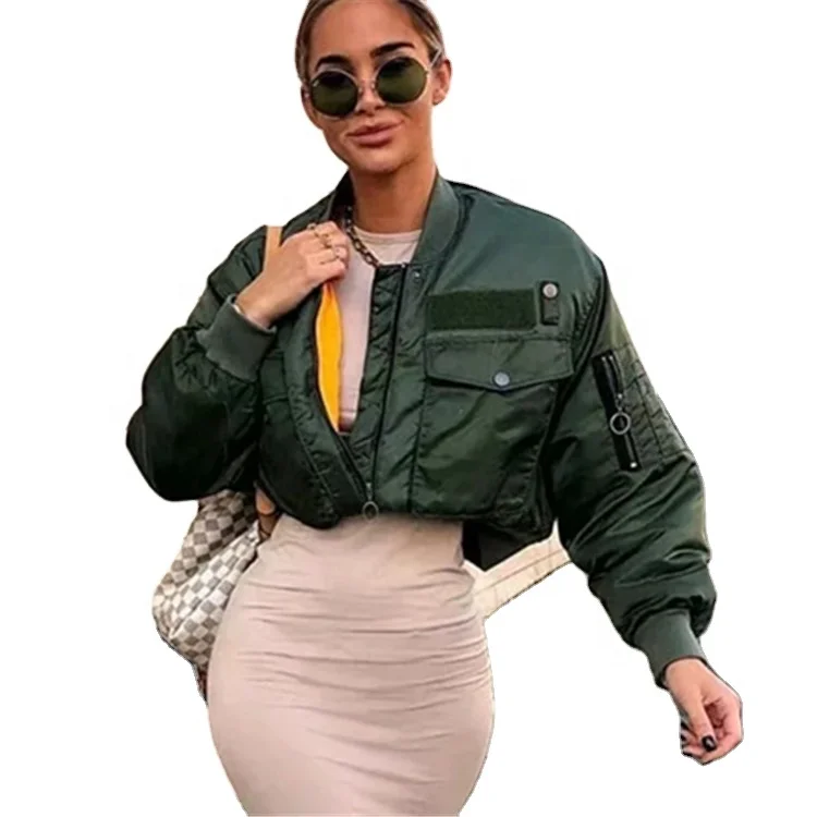 Winter Fashion Bomber Add Cotton Jacket Women Long Sleeve Basic Coats Casual Outerwear Short Pilot Bomber Jackets Ladies