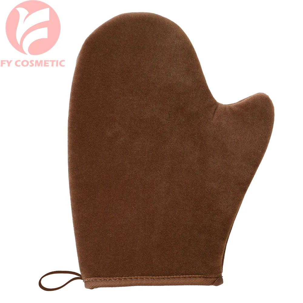OEM Custom Color LOGO Dual Sided Super Soft Deluxe Velvet Tanning Mitt With Thumb Self Tanning Mitt