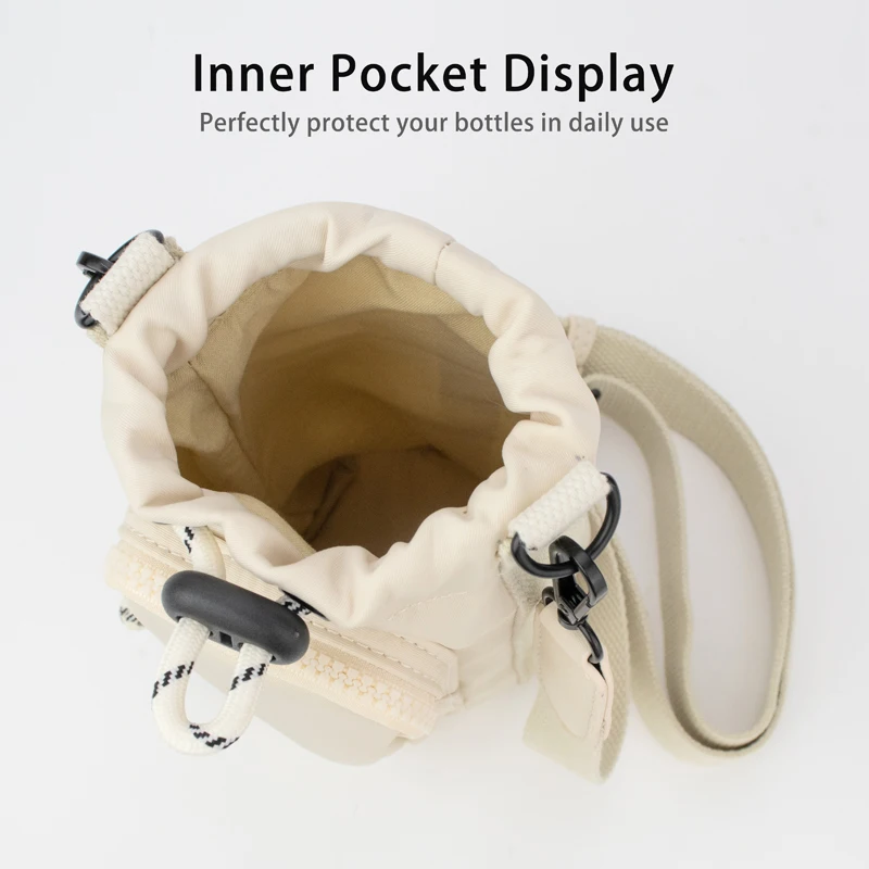 Adjustable Strap Nylon Water Bottle Carrier Bag with Zipper Pocket Print Water Bottle Holder Cup Covers