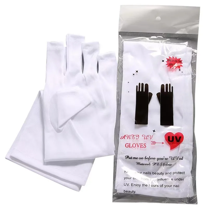 factory wholesale salon must have long short size protection anti uv half finger nail glo ve for gel lamp