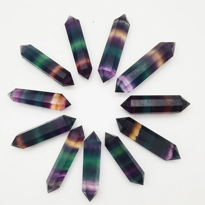 Hot Sale Rainbow Fluorite Crystals Healing Stones Small Quartz Points For Fengshui