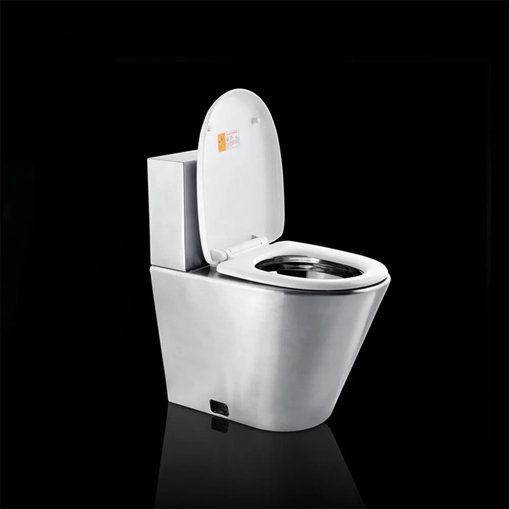 Chinese Manufacture 620 MM Siphon WC Toilet Price Stainless Steel Toilet Bowl With Cistern And PVC Lid