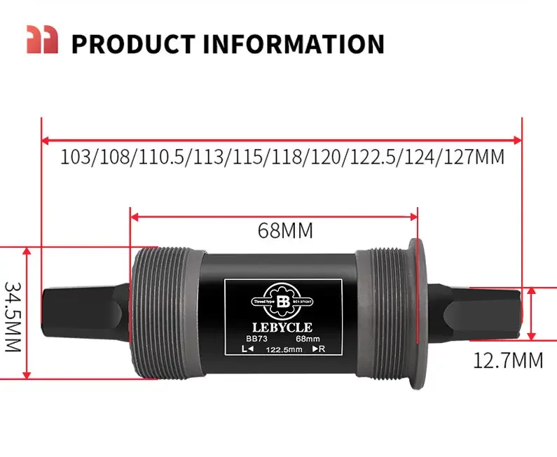 High Quality Mountain Bike Bottom Bracket Axle BB73 Threaded Type Aluminum Sealed Bearing Hollow Integrated Bicycle Center