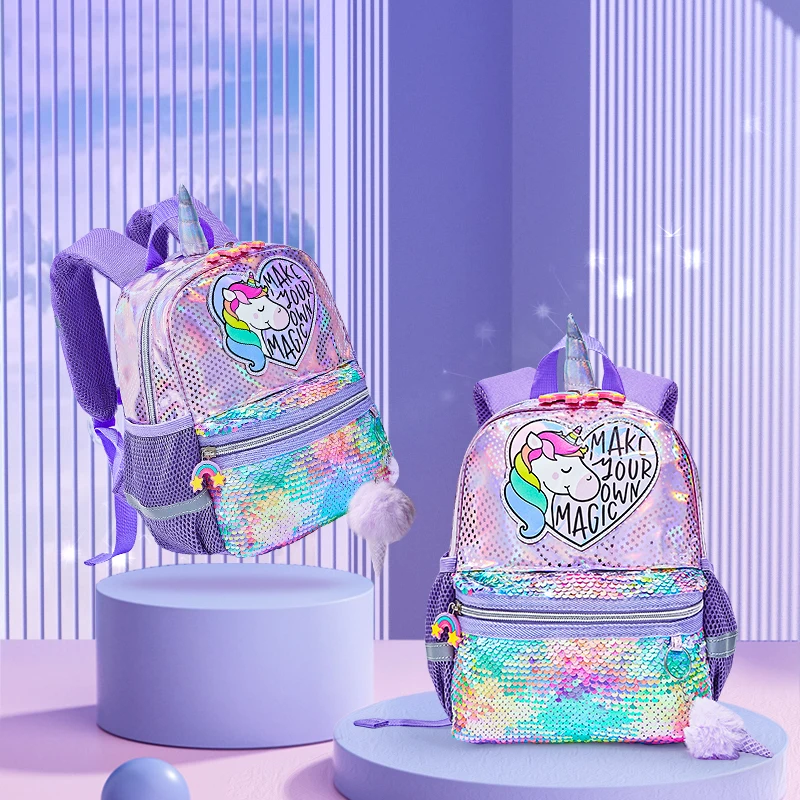 Rainbow Sequins Unicorn Cute Morral Escolar Girl Teen Student Backpack Kids Bag School Bag For 3-6 Years Children
