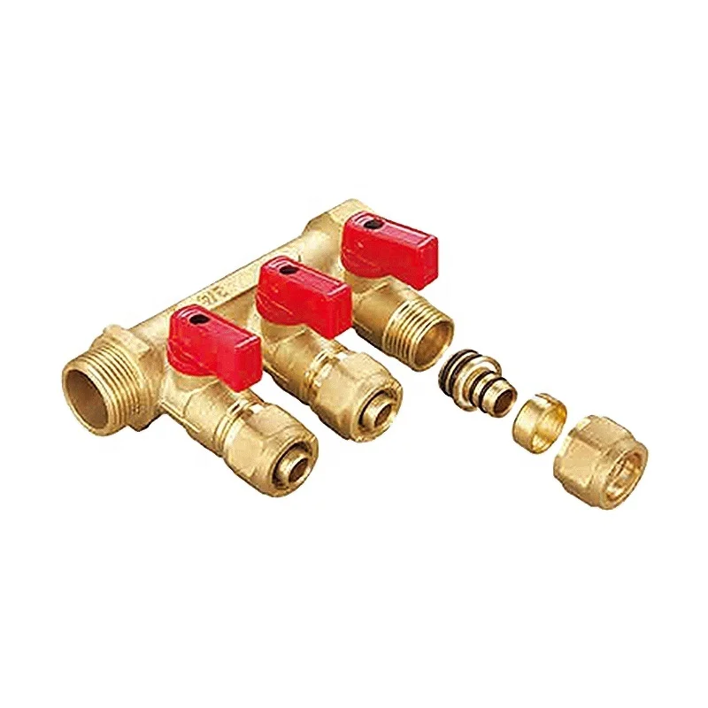 Wholesales 3/4'-1'inch Brass Color Water Distribution Brass Manifold Valve for floor heating