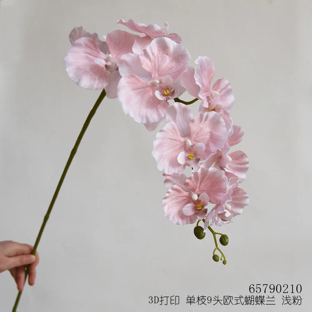 Blue Artificial Flowers Phalaenopsis Amabilis European Moth Orchid Flower with 9 Flower Heads for Wedding Party Home Hotel Decor