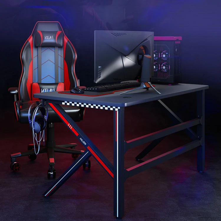  Color Box Packing New Design Metal Frame E-Sport RGB K Shape Gaming Table