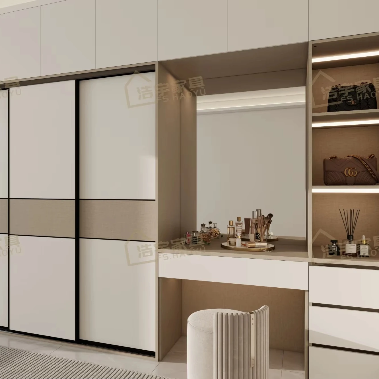 customized ladies room Modern simple household bedroom bags storage locker solid wood simple wardrobe with dresser