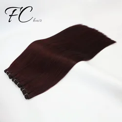FangCun  Remy Russian Super Double Drawn Human Hair Hand Tied Weft Hair Extensions Curly Machine Flat Natural Raw Hair Extension