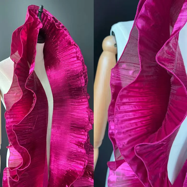 15cm Pleated Ruffle Ribbon Organza colorful lace for DIY clothing crafts