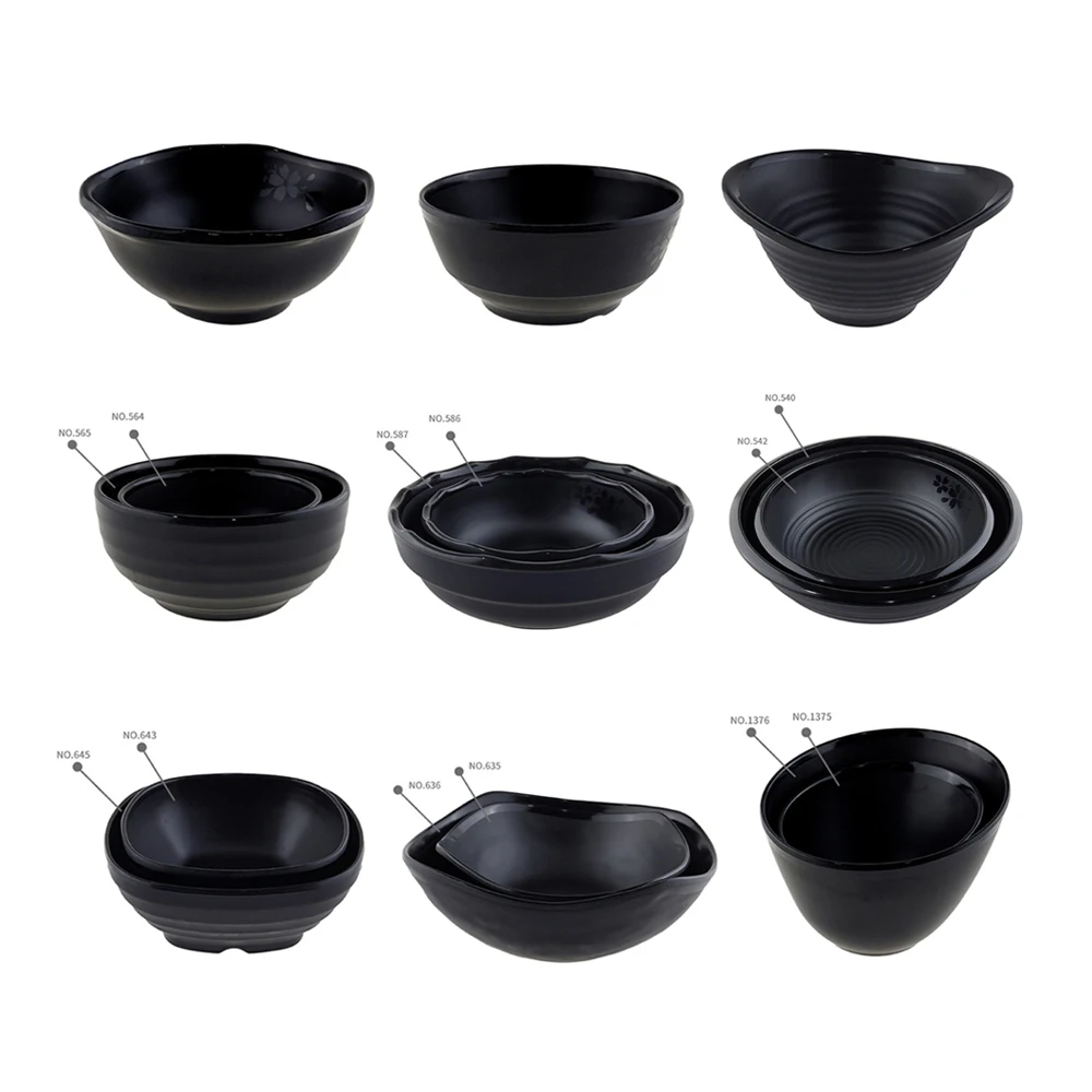 SEBEST Factory Wholesale Dinnerware Restaurant Matte Rice Bowl Sauce Bowl Melamine Ware Black dipping sauce bowl melamine
