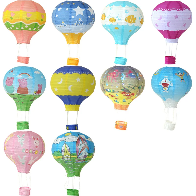 Palmy Reusable Hanging Paper Lanterns Rainbow Hot Air Balloon Paper Lantern for Kids Birthday Wedding Party Supplies