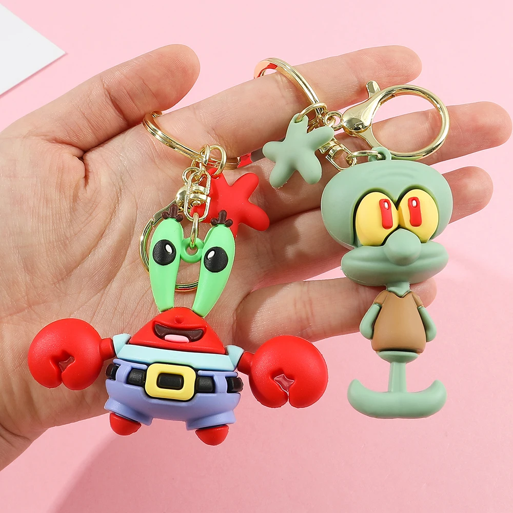 LC051/LC052 Keyrings Popular Cartoon Anime Keychains Patrick Star Eugene H. Krabs Sandy Cheeks Gary Key Rings Decoration Gift
