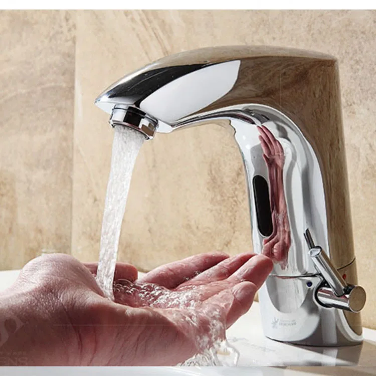 Solid Brass Copper Auto Electric Automatic Sensor Basin Sink Instant Mixer Water Faucets Hotel Bathroom Toilet Tap