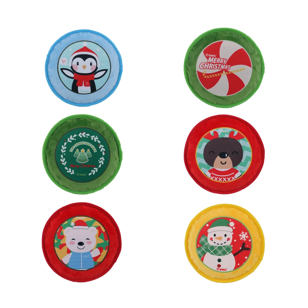 Squeaky Christmas Soft Flying Gift Chew Toy for Dog Winter Pet Toys Sustainable Support Squeak Toys