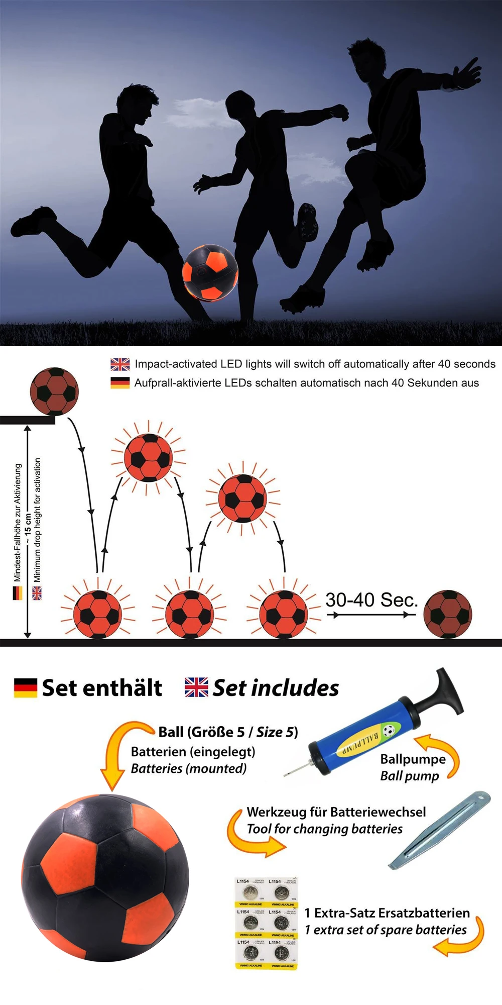 High quality Soccer Ball Blue LED Light Up Football Night Training Super Bright Glow Ball in night Luminous Football Outdoor