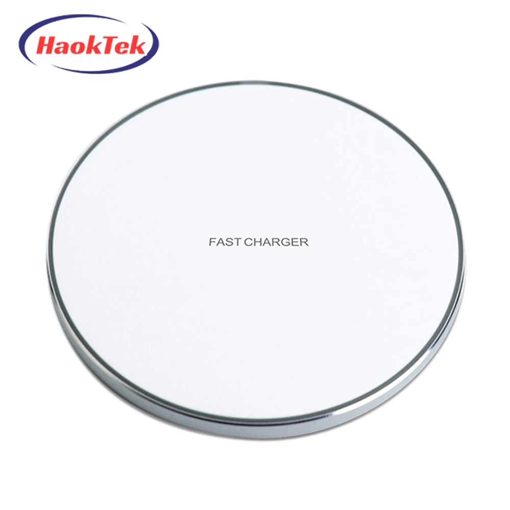 HAOKTEK round Wireless Charger Qi Standard Ultra  mat Thin Wireless Charge For phone with led light