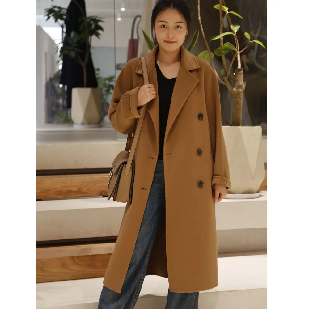 Colorful Belted Luxury Exquisite Hand Made Long Oversize Popular Trend Classic Warm Thick Wool Custom Long Wool Cashmere Coats