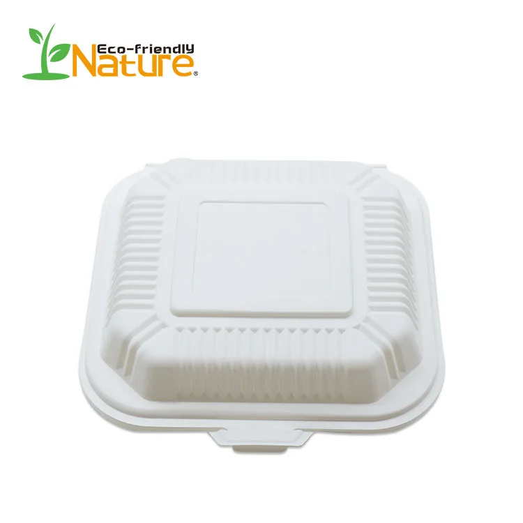 Food Grade Disposable Biodegradable cornstarch clamshell with competitive price