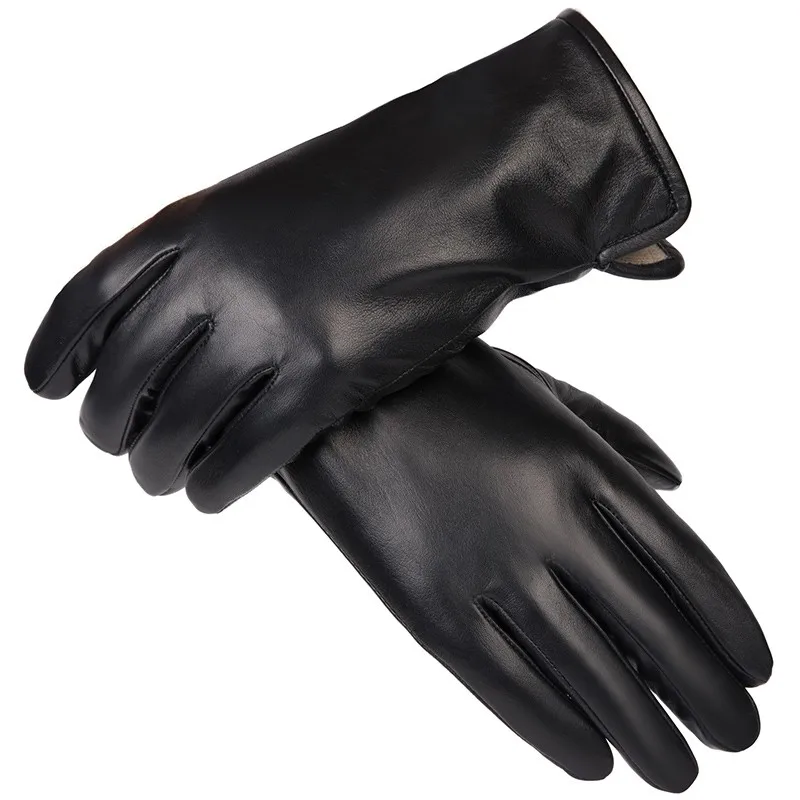 BW209 высококачественные мужские черные зимние теплые прочные перчатки из овечьей кожи с подкладкой из полиэстера (62343912570)
