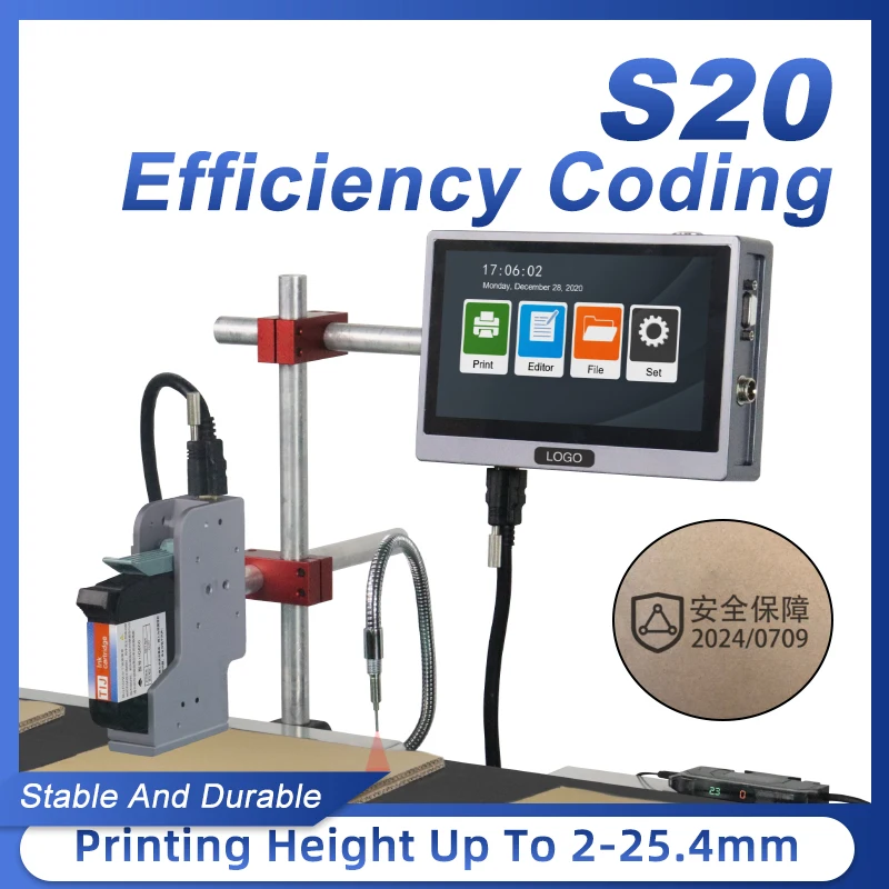 high quality online 25.4 mm thermal continuous inkjet printing machine for bottle, caps, cans, logo, expiry date