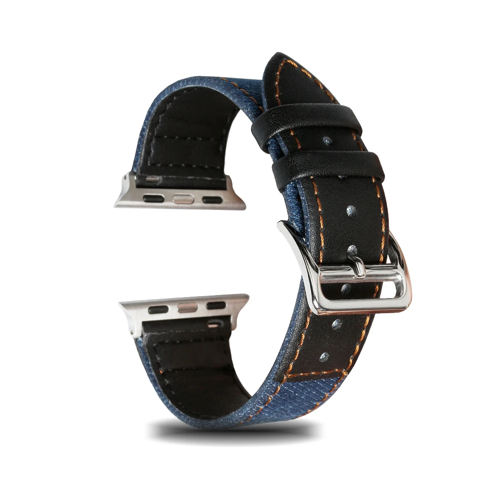 Two piece for Bands Soft Canvas Watch High Quality black Leather Watch Straps luxury Canvas Leather watch bracelet