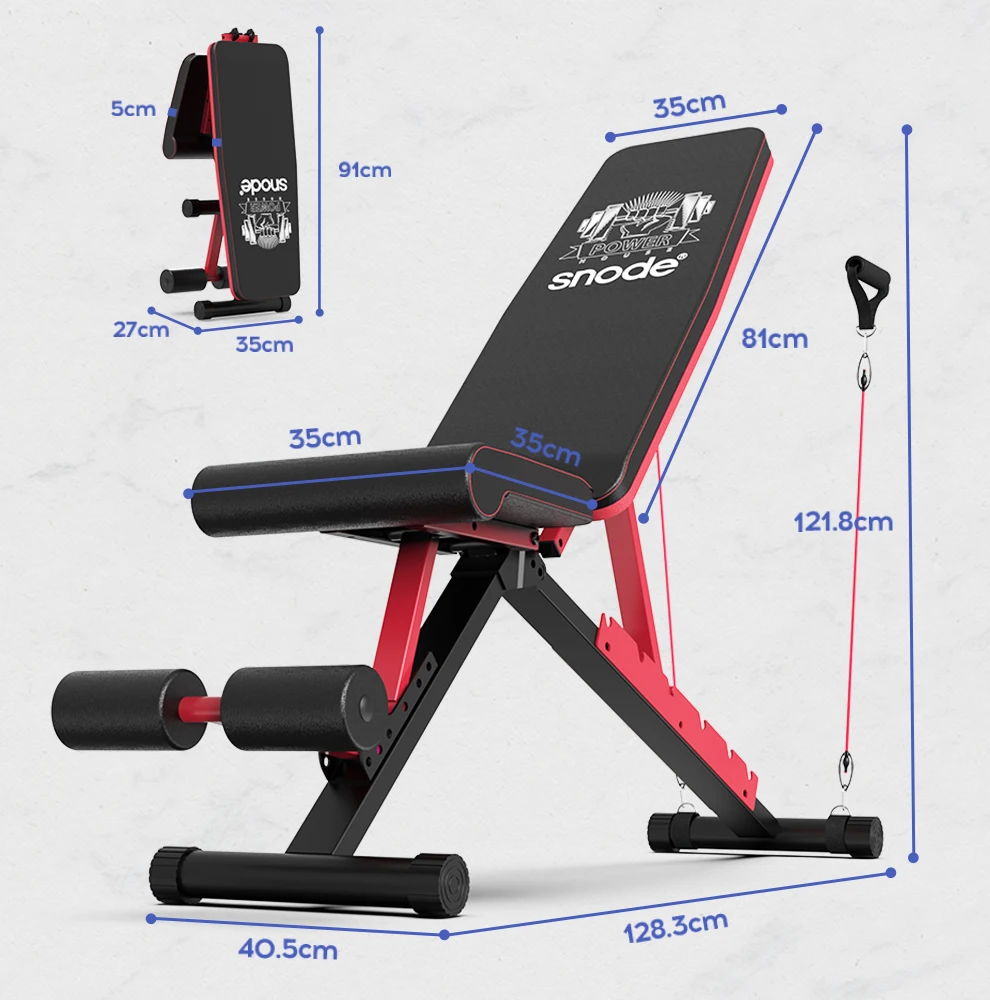 Snode BD90 fitness press barbell folding weight lifting dumbbell benches & racks adjustable bench