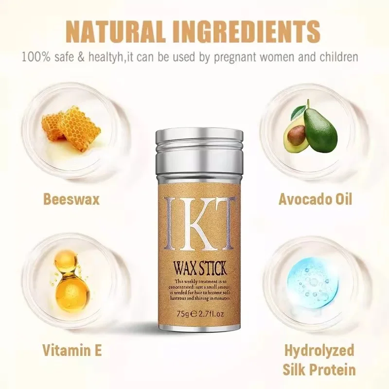Popular IKT Wax Stick For Hair Avocado Hair Strong Edge Control  75g Aluminum bottle IKT Hair Wax stick