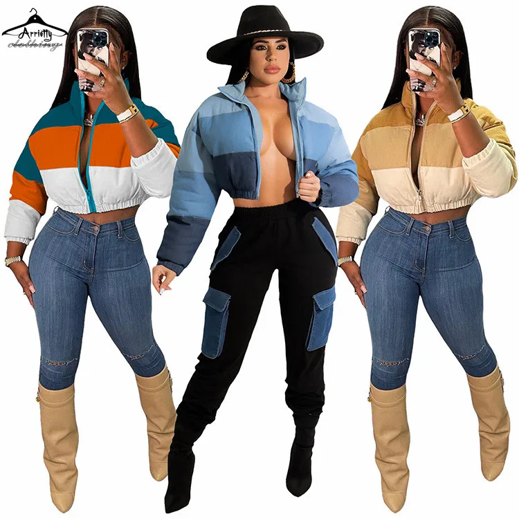 XS-XL Womens Winter Clothing 2021 Fashion winter Female coat zipper puffer Patchwork jacket women coat puff jacket women