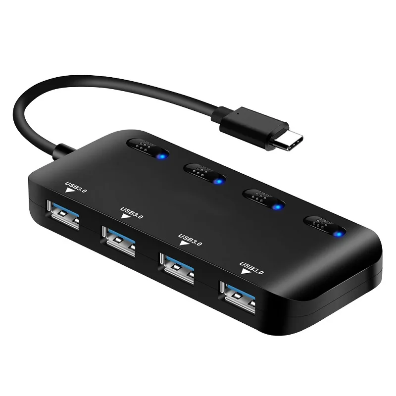 4 порта USB 3 0 концентратор удлинитель для головок совместимый MacBook и Mac Mini флэш-накопители мобильный жесткий диск с индивидуальным переключатели