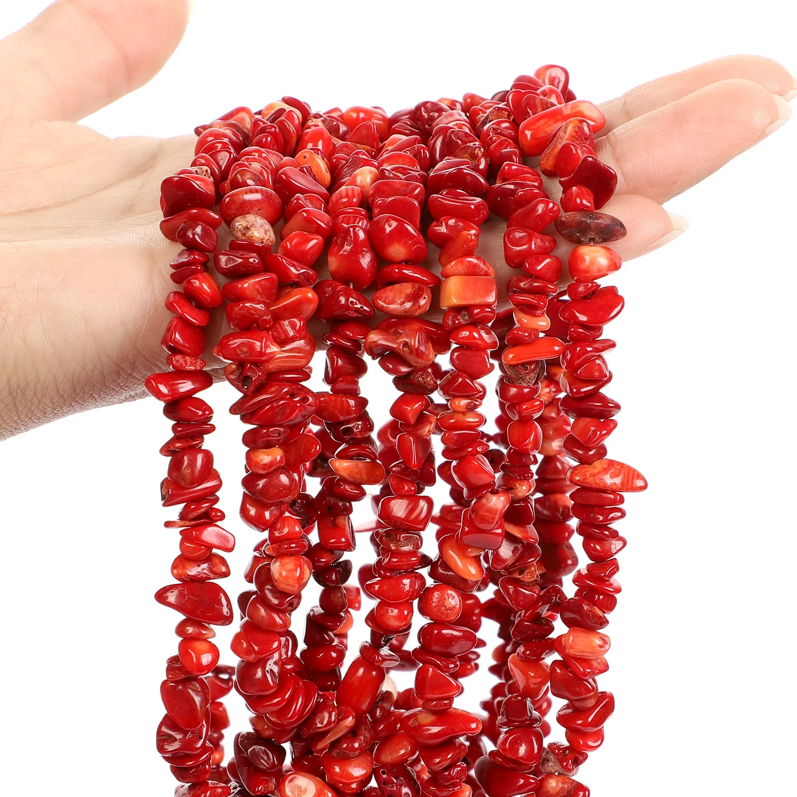 Red Coral Stone Chips Beads Strands Natural Stone Beads Loose Beads For Jewelry Making DIY Bracelets Handmade