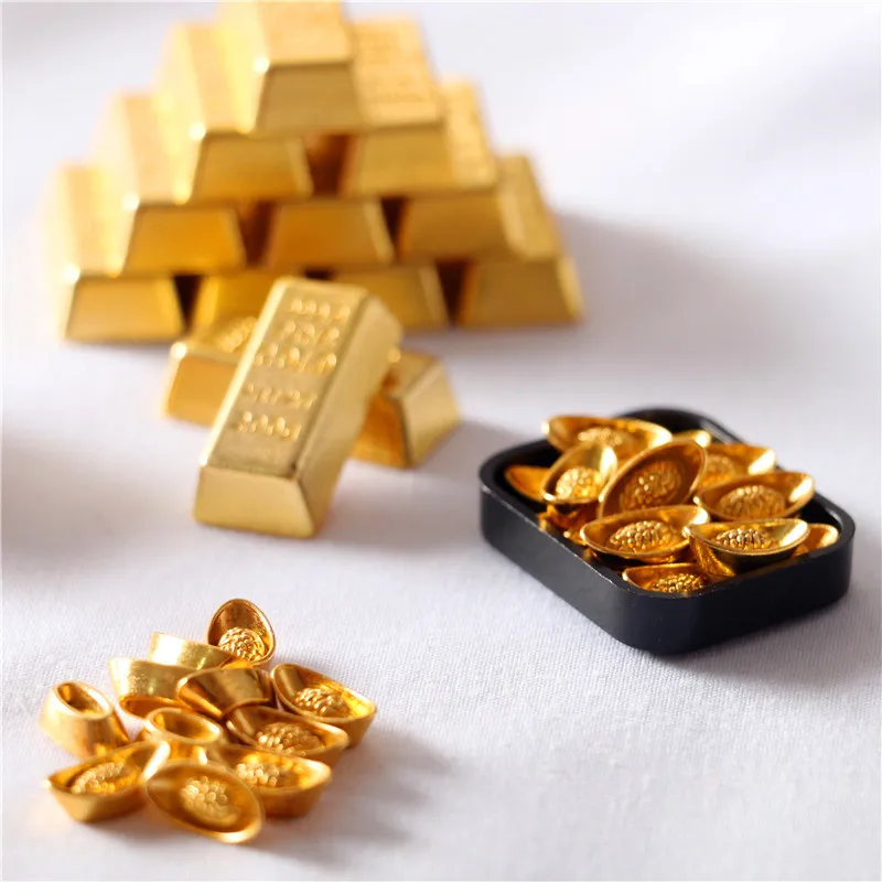 Dollhouse Accessories Miniature Model Mini Ruyi Gold Ingot Gold Bar Copper Coin Model Ornament Dollhouse