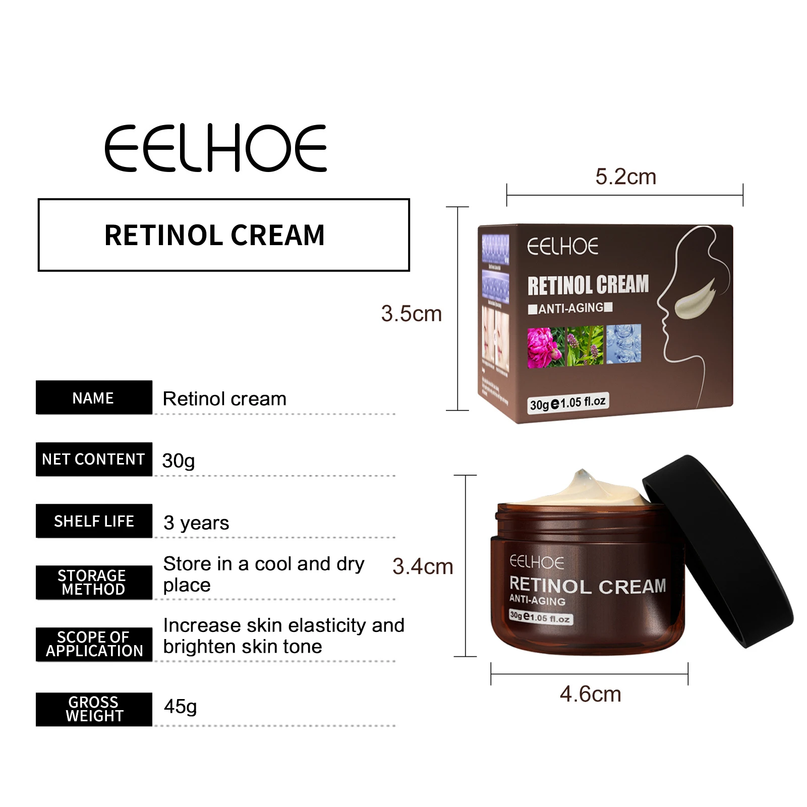 eelhoe OEM Anti Aging Face Cream Remove Wrinkle Firming Skin Care Hyaluronic Acid Moisturizing Whitening Beauty facial serum