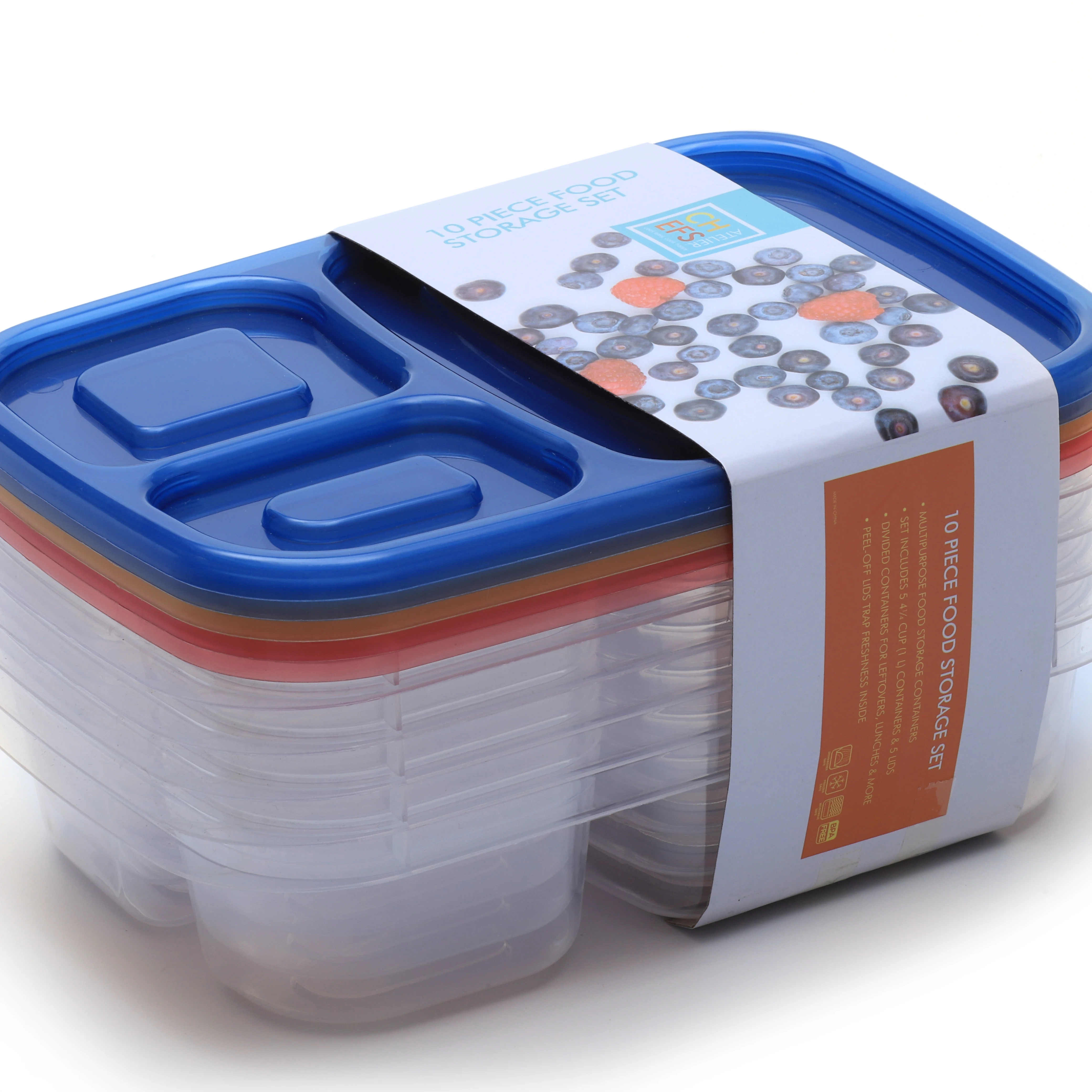 10pcs 3 compartment plastic lunch box