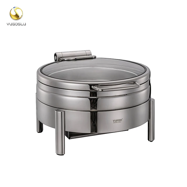 YUGOSLU Wholesale kitchen restaurant equipment 6L roll top chaffing dishes stainless steel food warmer for catering